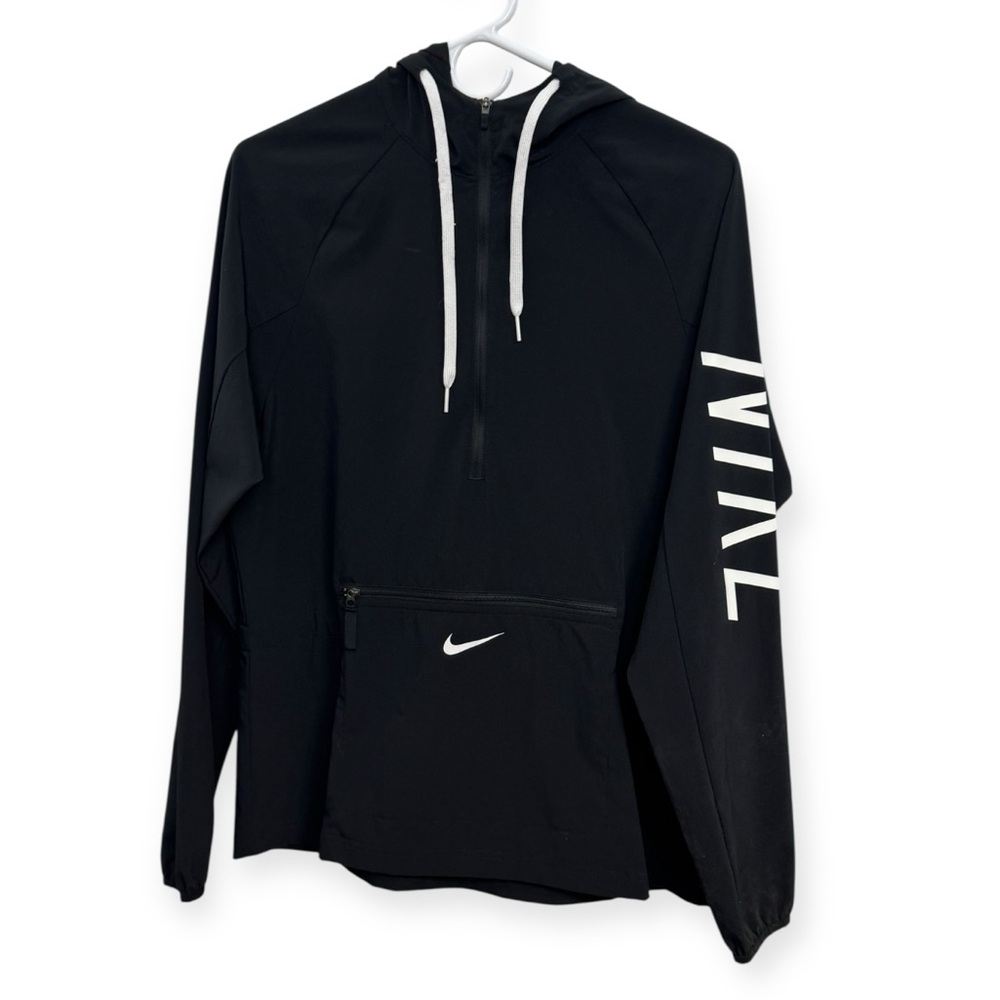 Nike Black Pullover Hoodie with White Swoosh Size S